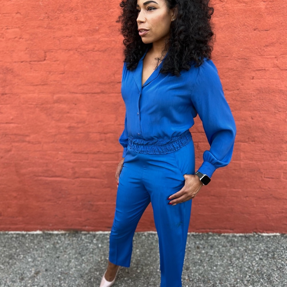 Chic Blue Women's Cropped Jumpsuit